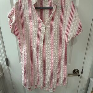 Striped Pink and White Women's Dress Solution Brand
